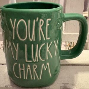 Rae Dunn Green Ceramic Mug with Lucky Charm Text